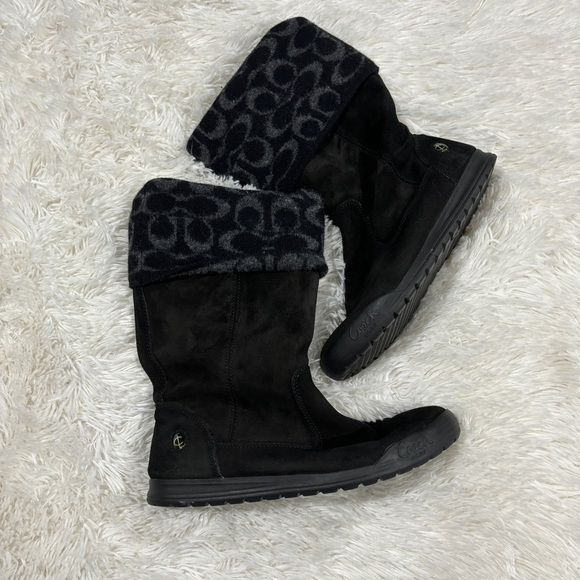 Coach Shoes - Coach Tatum Black Wool & Suede Leather Winter Boots Size 7.5